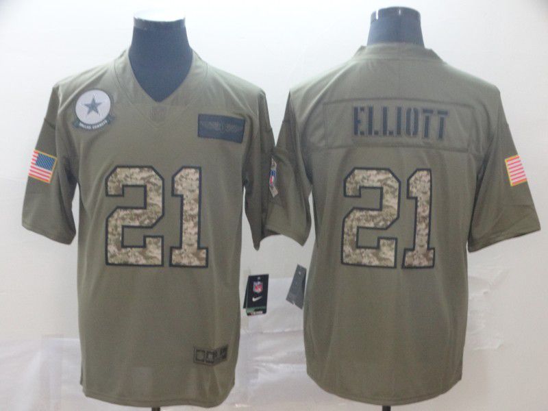 Men Dallas cowboys #21 Ellidtt Nike 2019 Olive Camo Salute to Service Limited NFL Jerseys